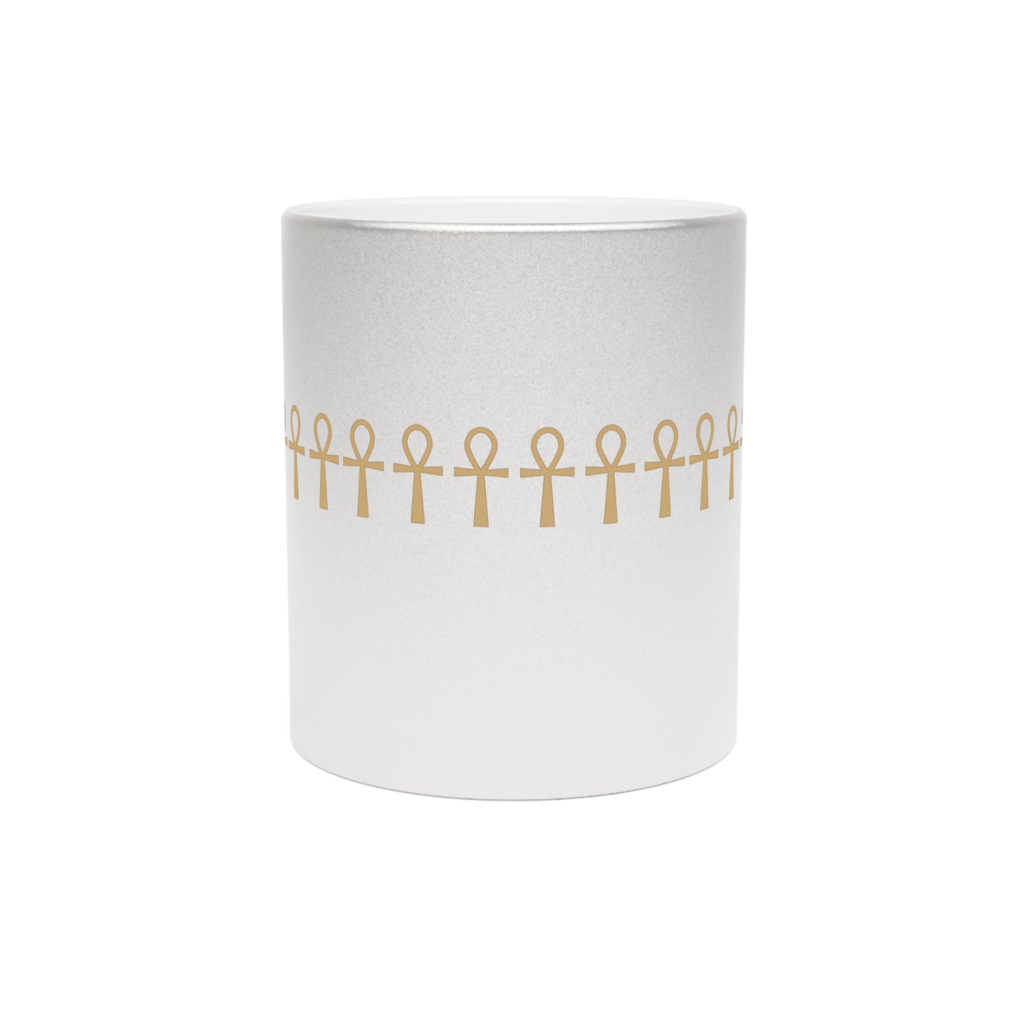 Queen Ankh Metallic Mug (Coffee/Tea), 11oz, Silver/Gold