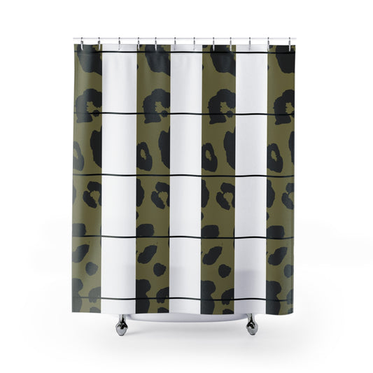 Leopard Plaid Print Shower Curtains