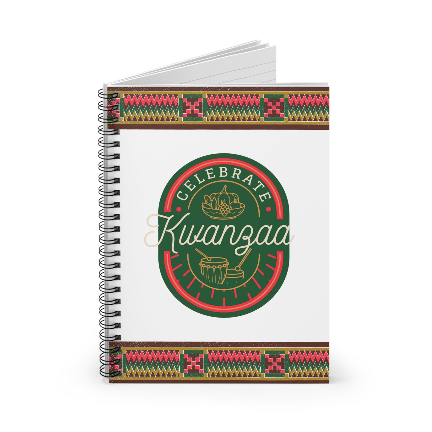 Celebrate Kwanzaa Spiral Notebook - Ruled Line (green/red/white)