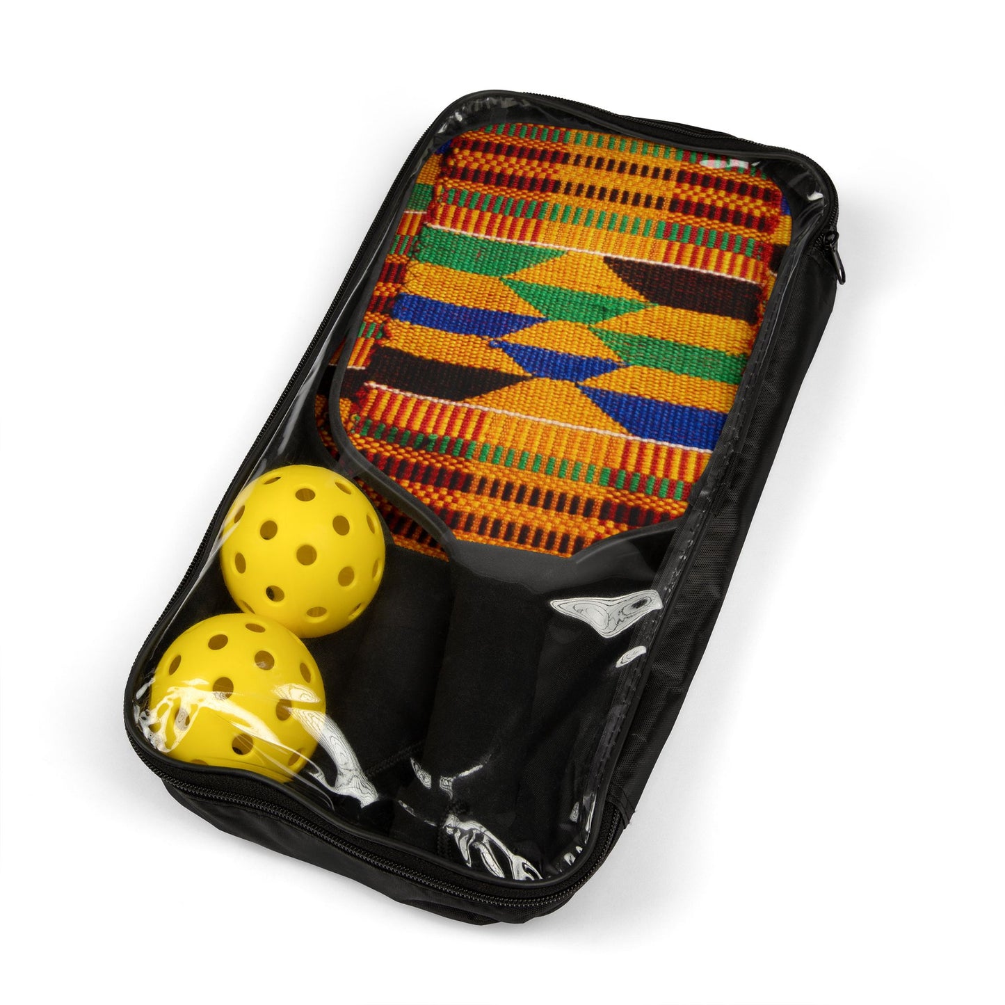 Colorful Pickleball Paddles Set with Balls - Kente Print - Vibrant Sports Kit for Fun Games