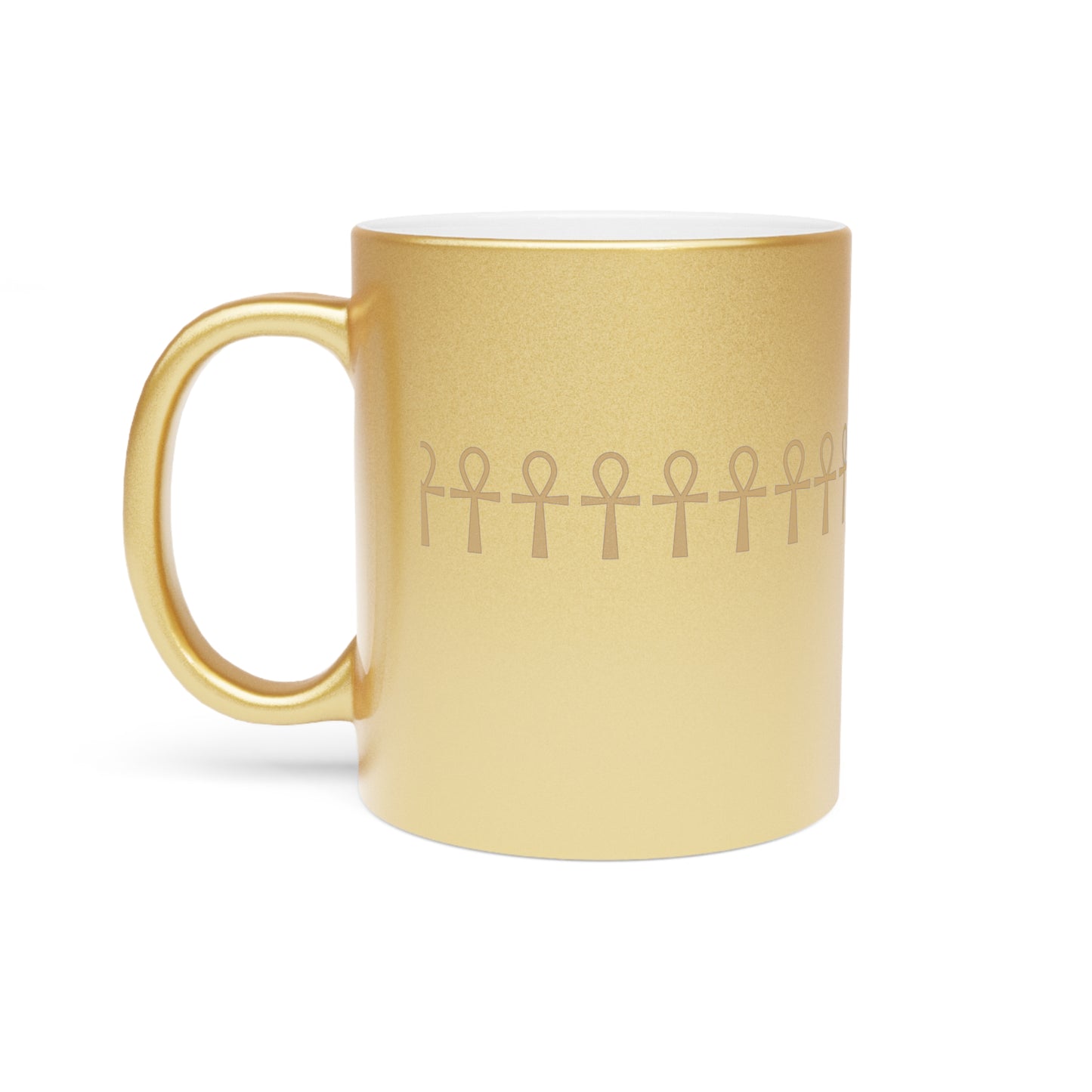 Queen Ankh Metallic Mug (Coffee/Tea), 11oz, Silver/Gold