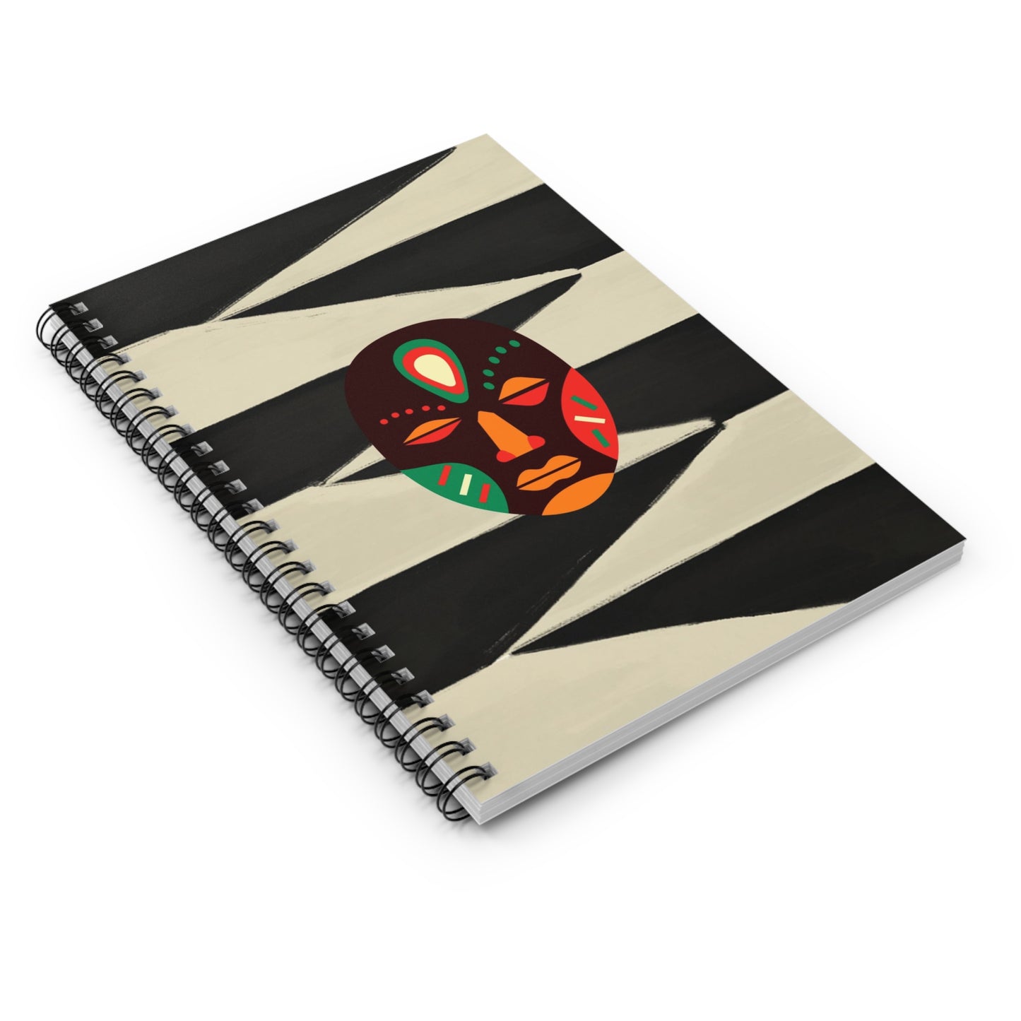 African Tribal Mask Spiral Notebook - Ruled Line