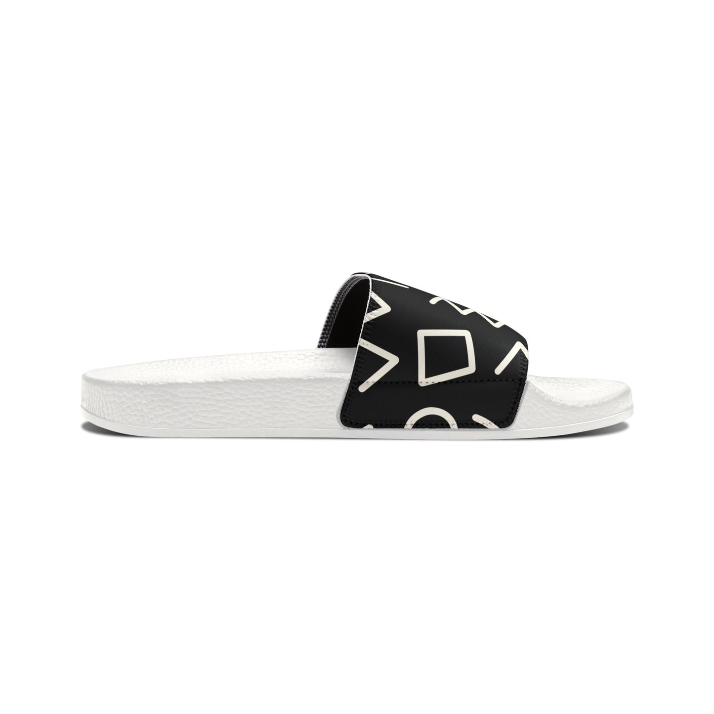 Tribal African Print Men's PU Slide Sandals black/white