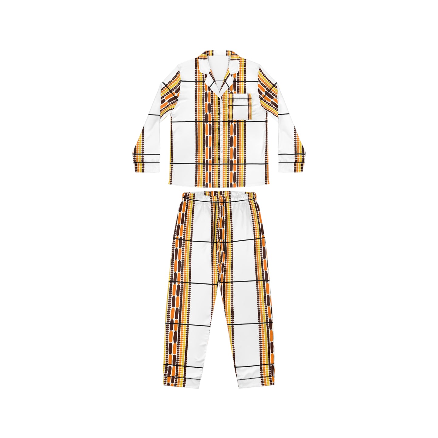 African Basket Plaid Print Women's Satin Pajamas (AOP)