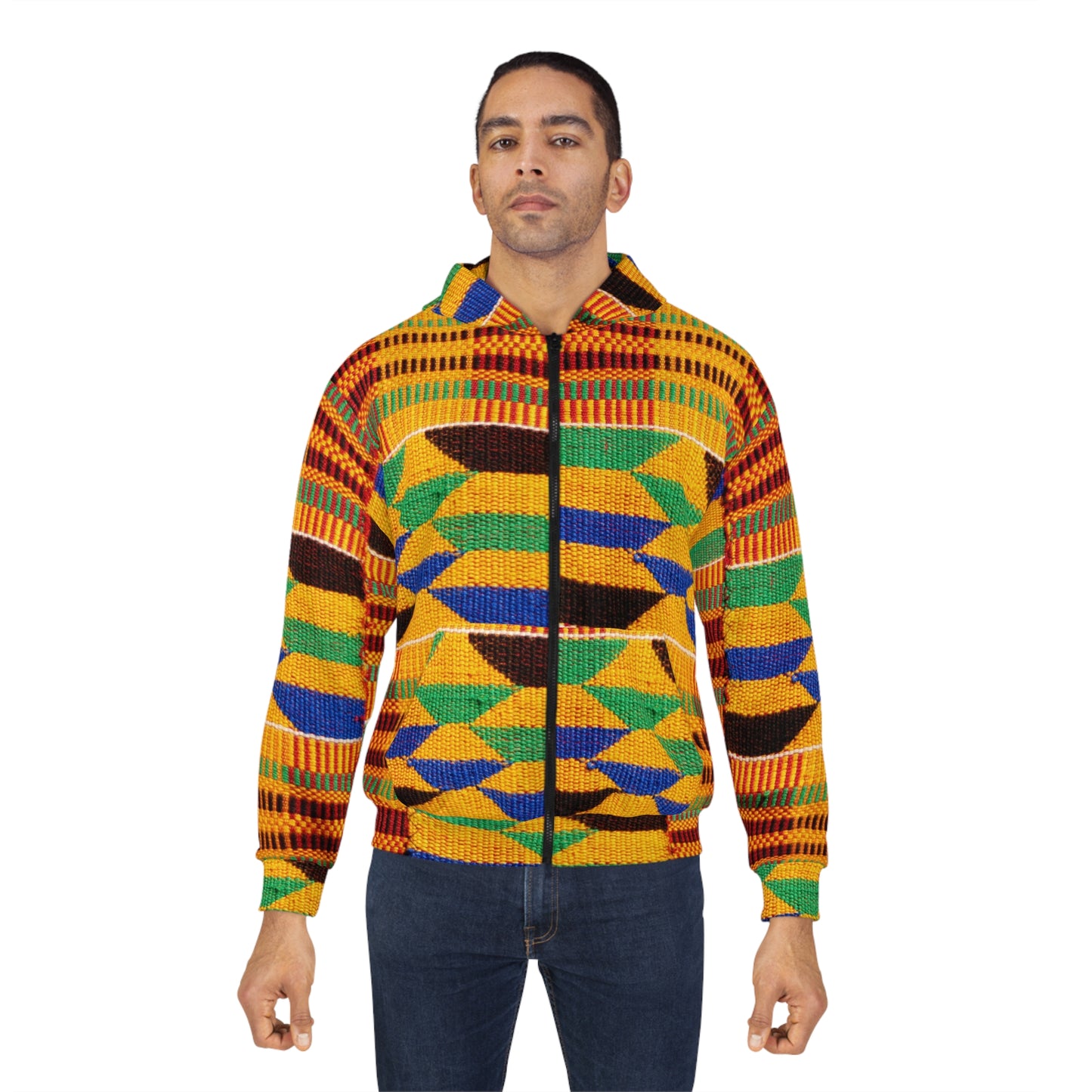 Kente Print Unisex Zip Hoodie (AOP)