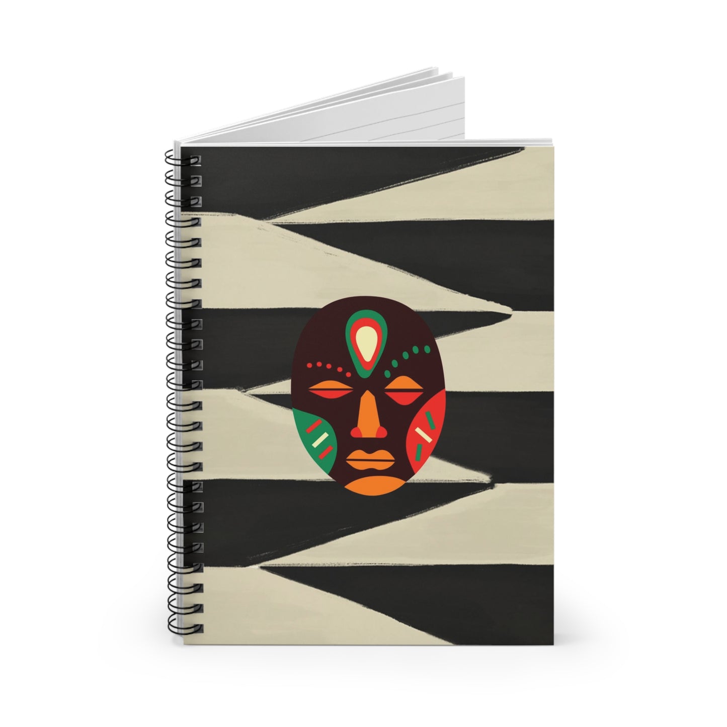 African Tribal Mask Spiral Notebook - Ruled Line