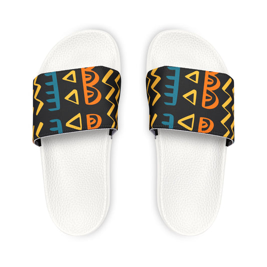 Tribal African Print Men's PU Slide Sandals black/multicolor