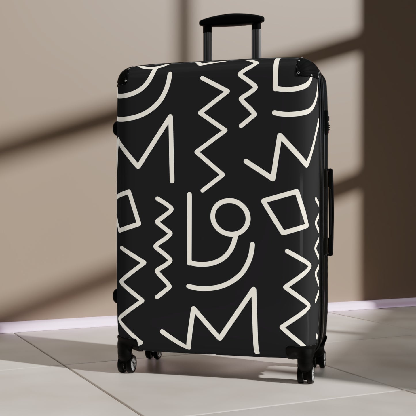 Tribal Print Travel Suitcase black/white