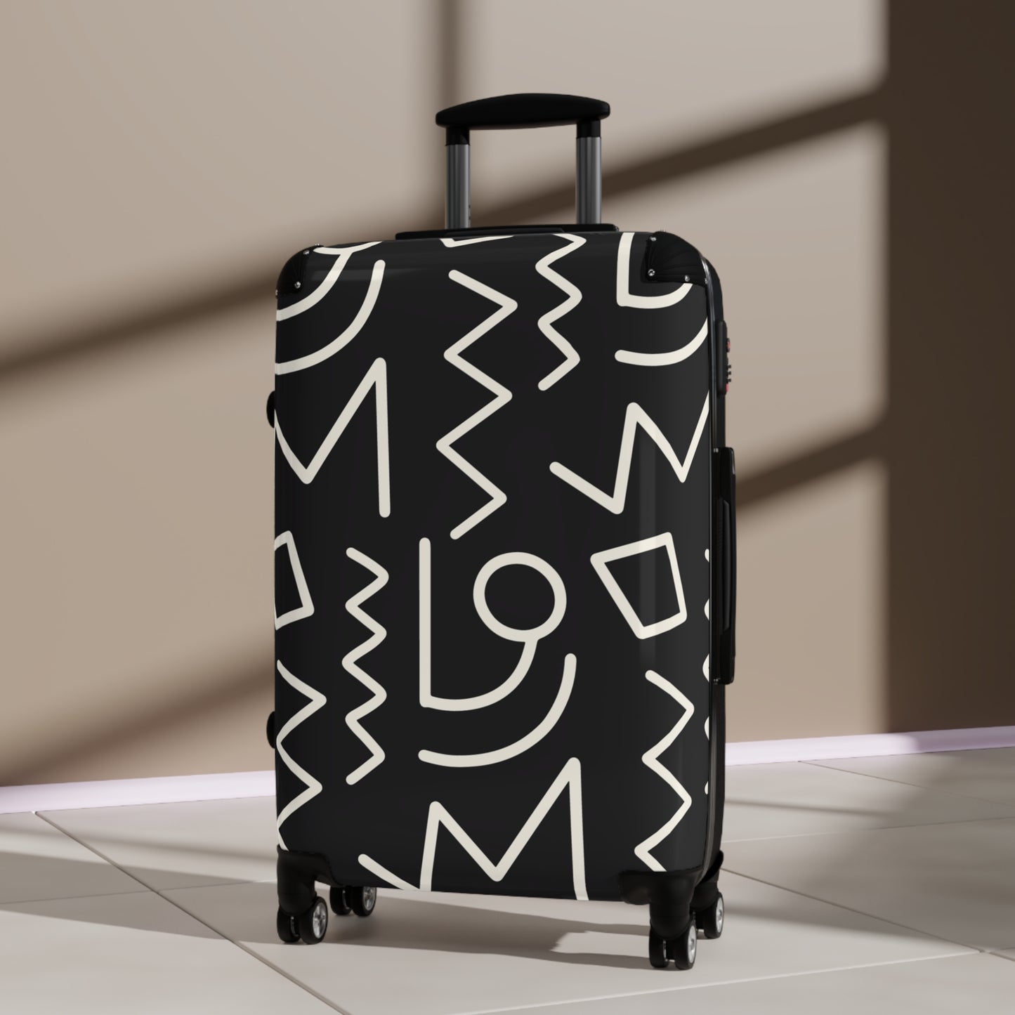 Tribal Print Travel Suitcase black/white