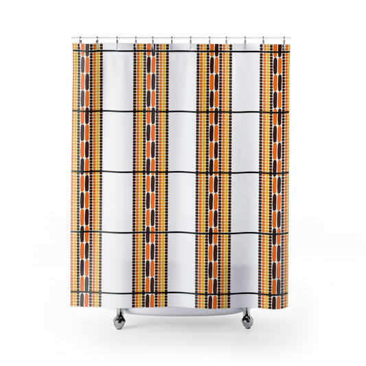 African Basket Plaid Print Shower Curtains