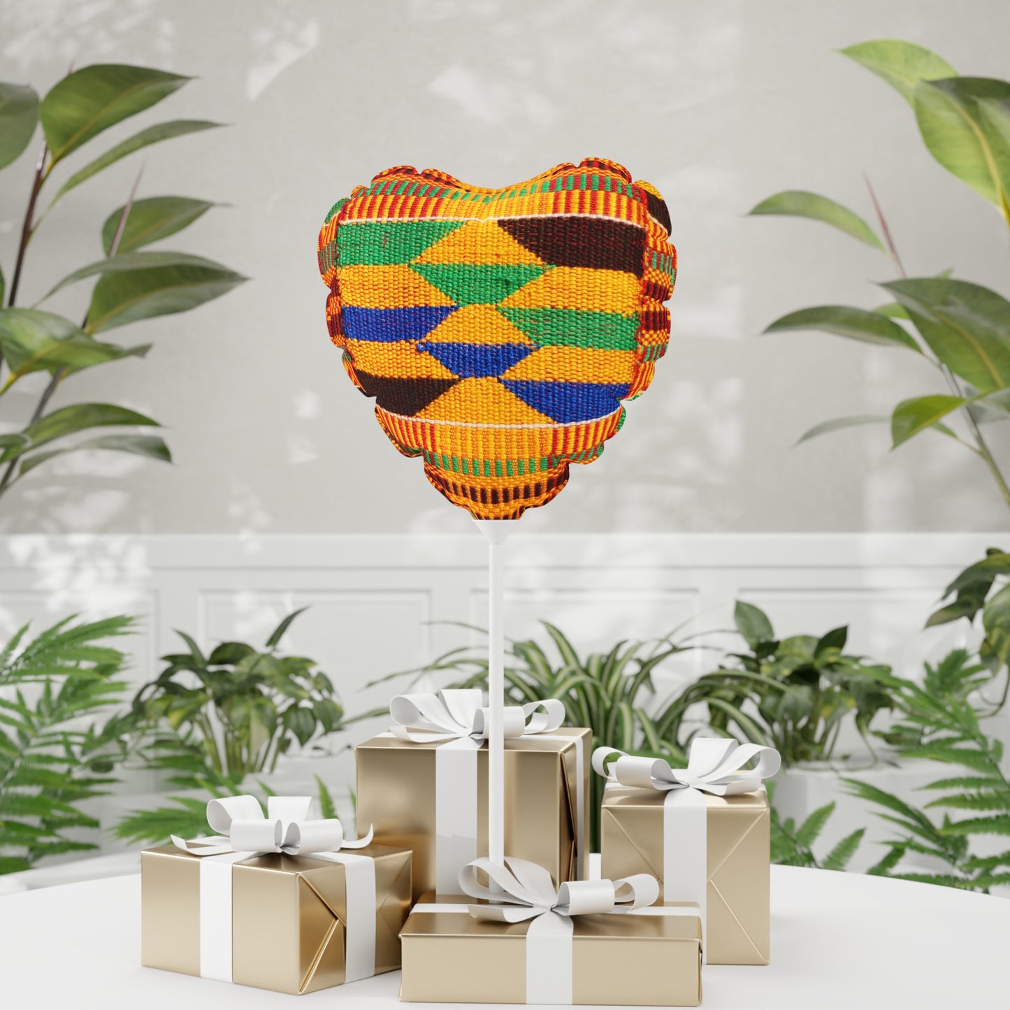 Kente Print Balloon (Round and Heart-shaped), 11"