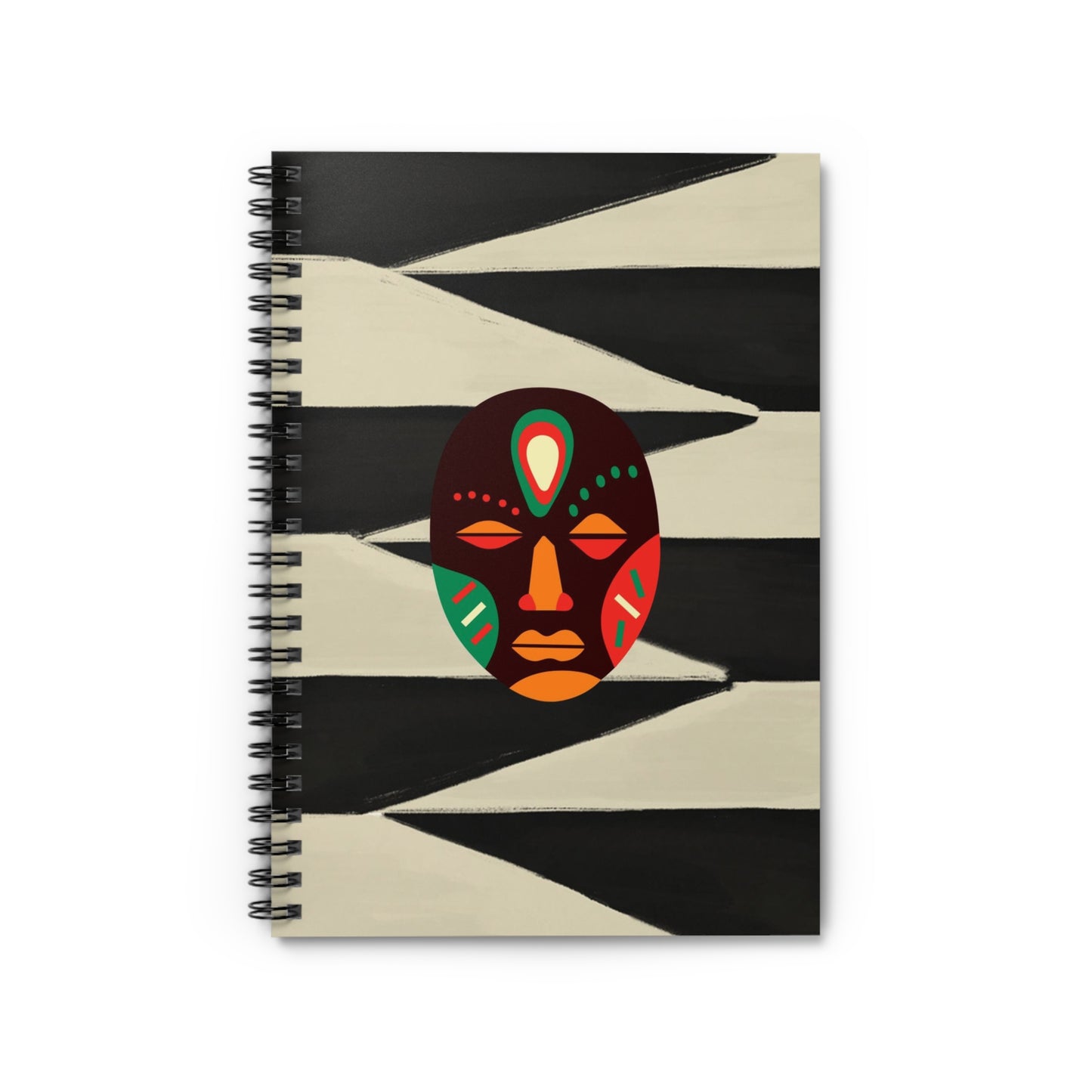 African Tribal Mask Spiral Notebook - Ruled Line