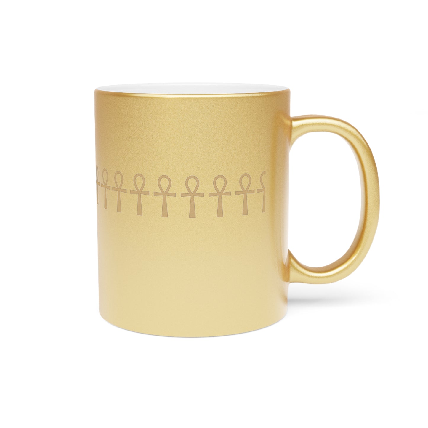 Queen Ankh Metallic Mug (Coffee/Tea), 11oz, Silver/Gold