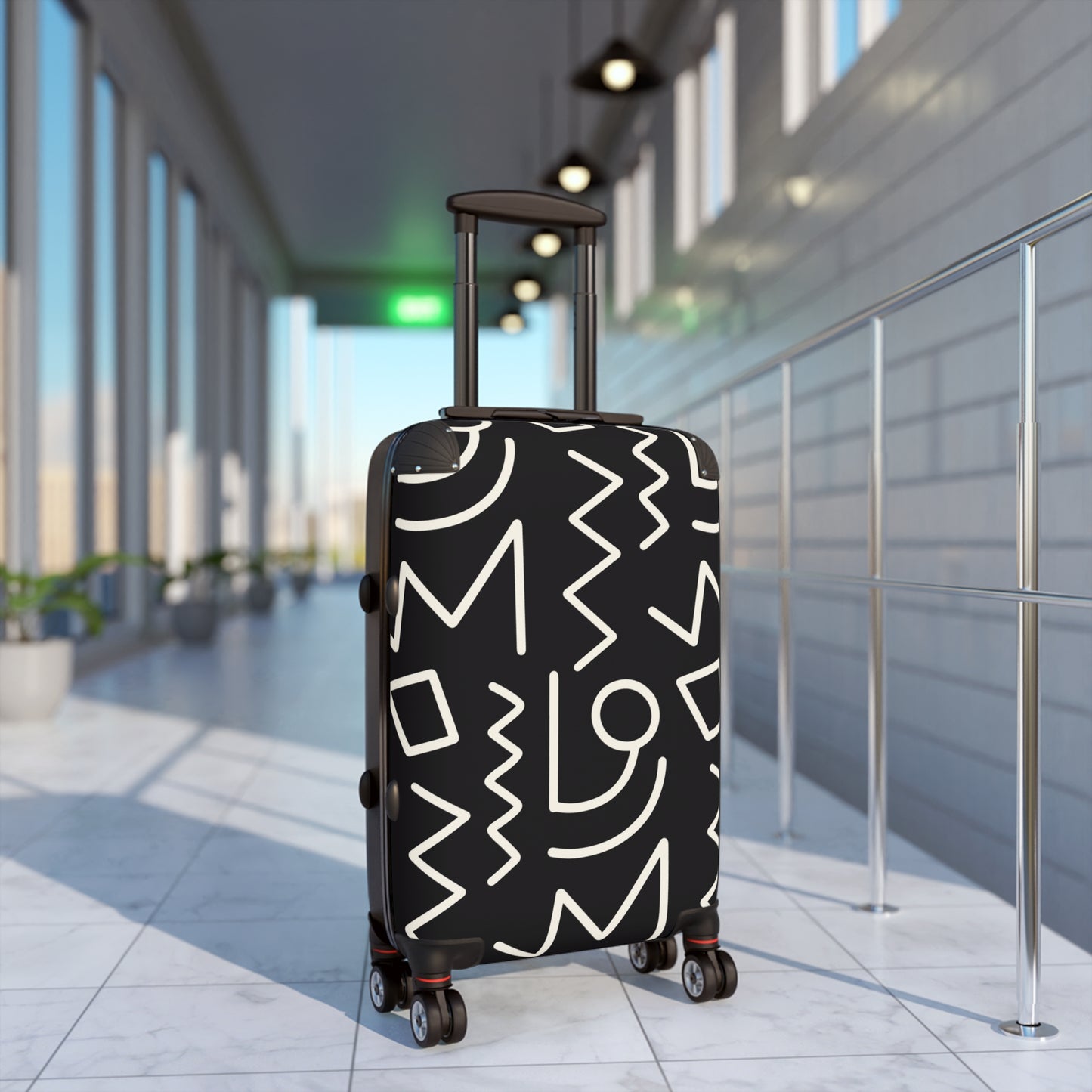 Tribal Print Travel Suitcase black/white