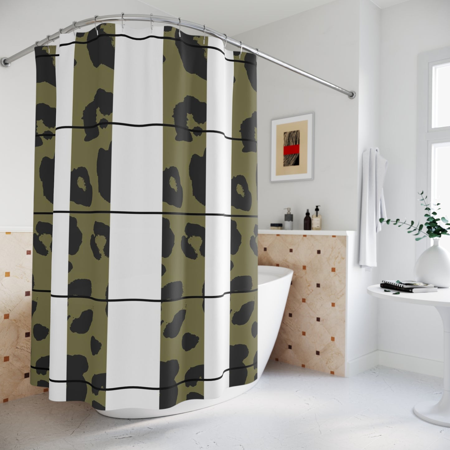 Leopard Plaid Print Shower Curtains