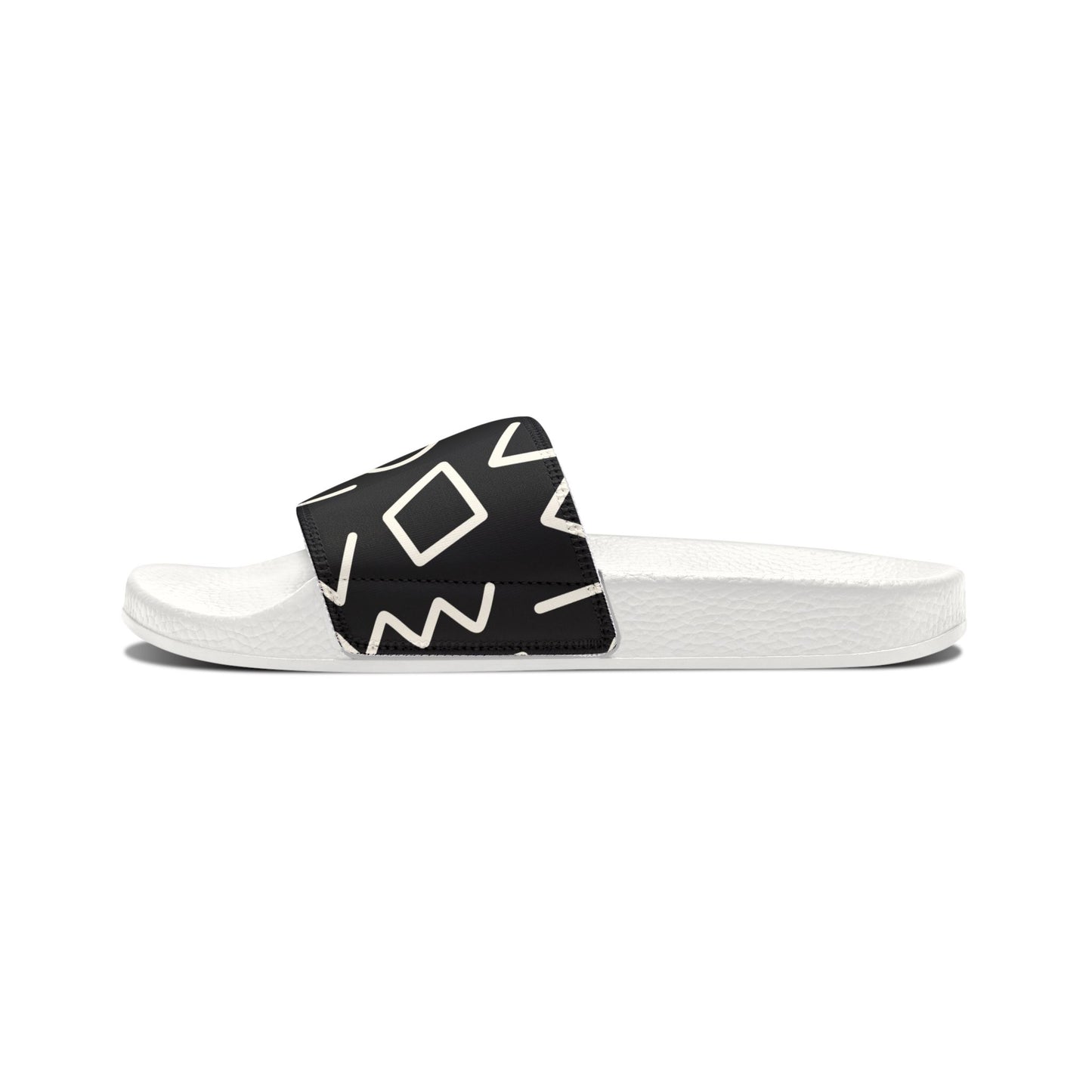 Tribal African Print Men's PU Slide Sandals black/white