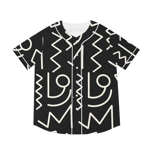 Tribal African Aztec Pattern - Men's Baseball Jersey (AOP) - black/white