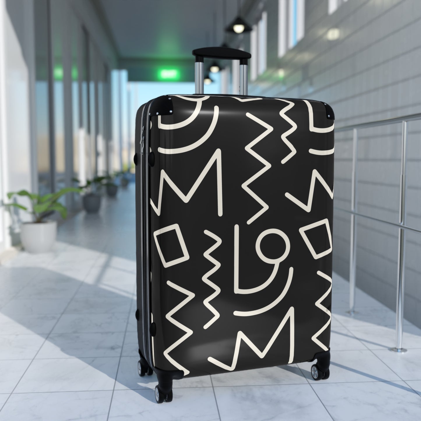 Tribal Print Travel Suitcase black/white