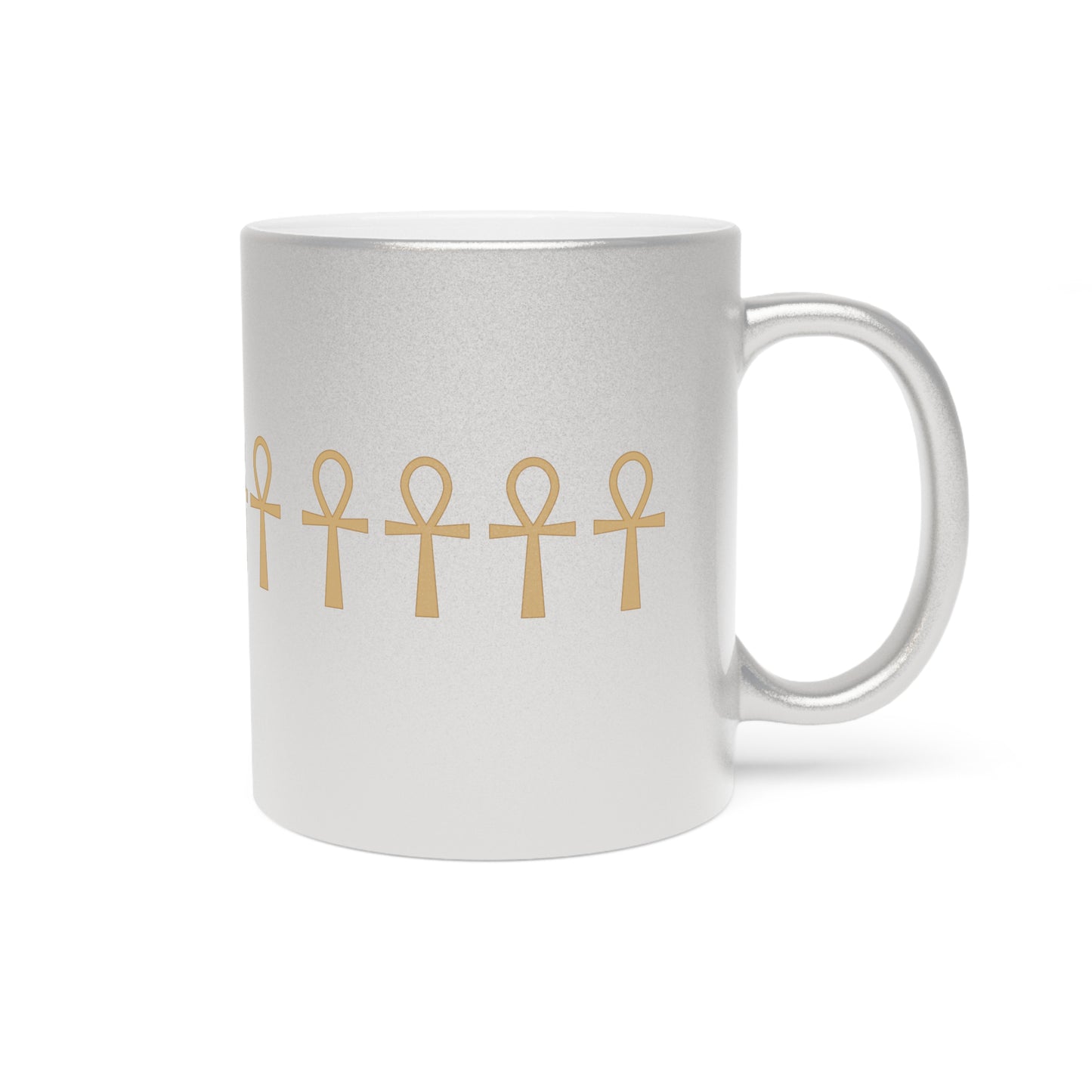 King Ankh Metallic Mug (Coffee/Tea), 11oz, Silver/Gold