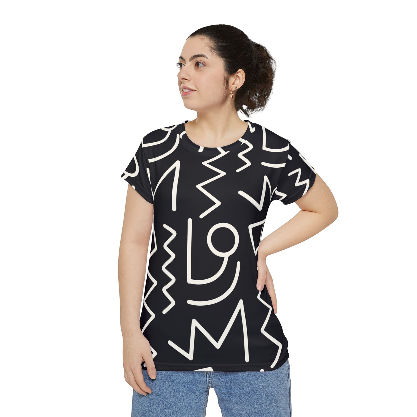 Tribal Print Women's Short Sleeve Shirt (AOP)