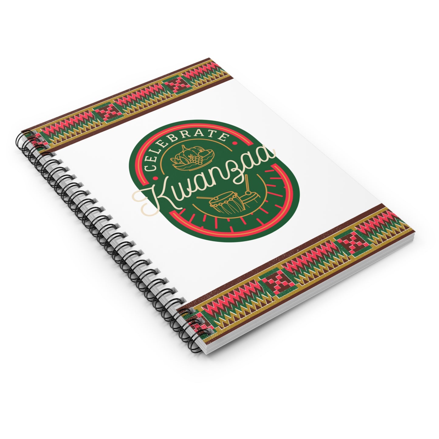 Celebrate Kwanzaa Spiral Notebook - Ruled Line (green/red/white)