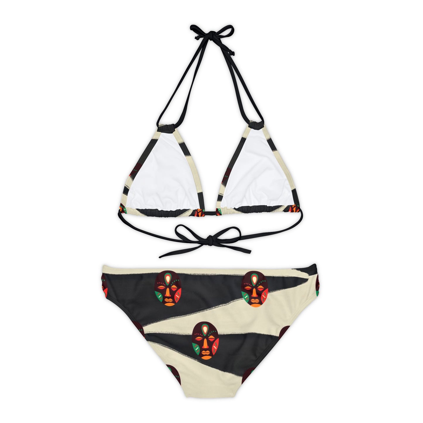 African Tribal Mask Strappy Bikini Set (AOP)