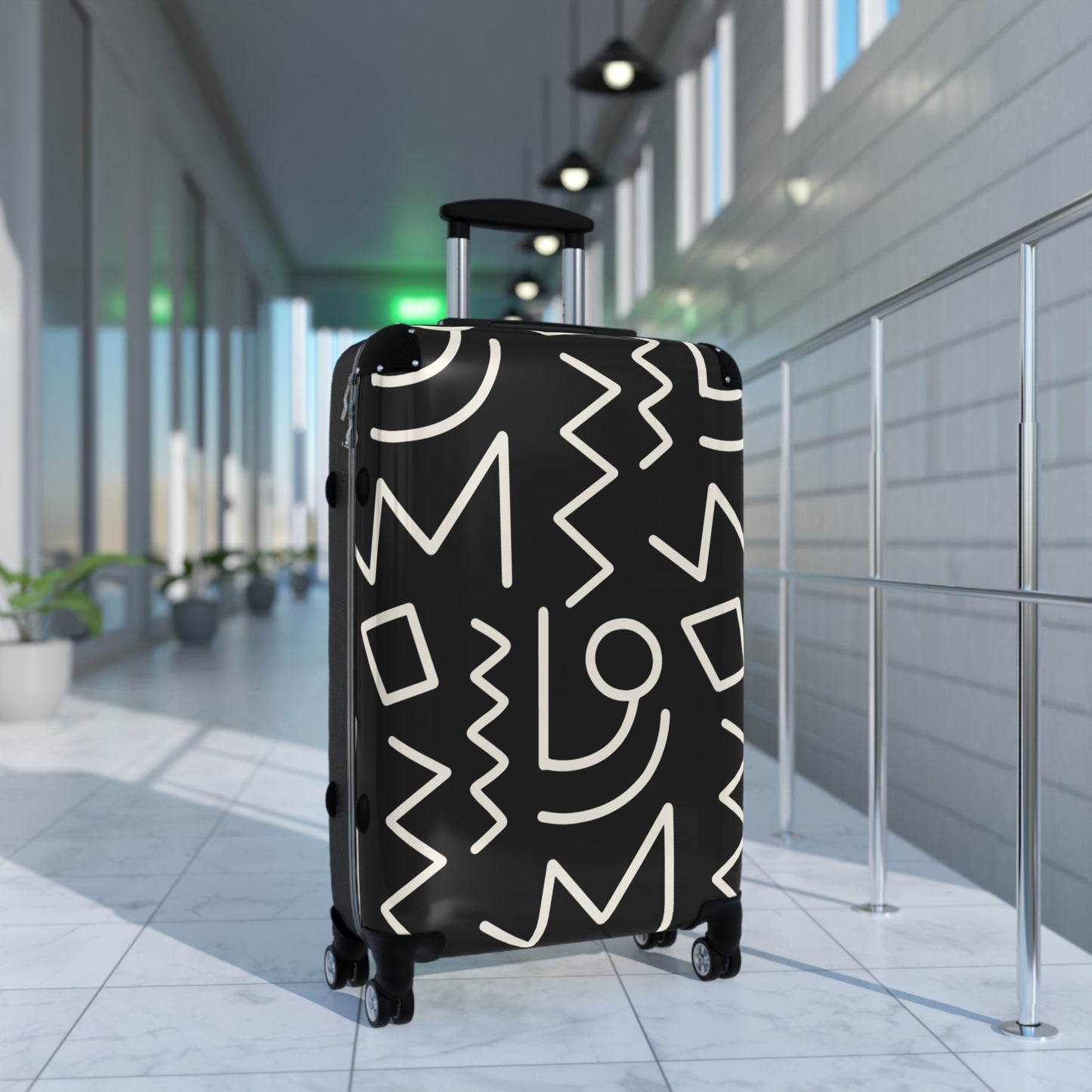 Tribal Print Travel Suitcase black/white