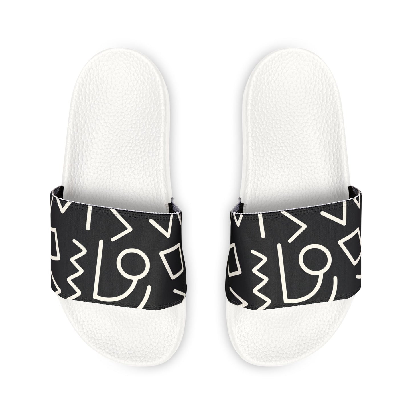 Tribal African Print Men's PU Slide Sandals black/white