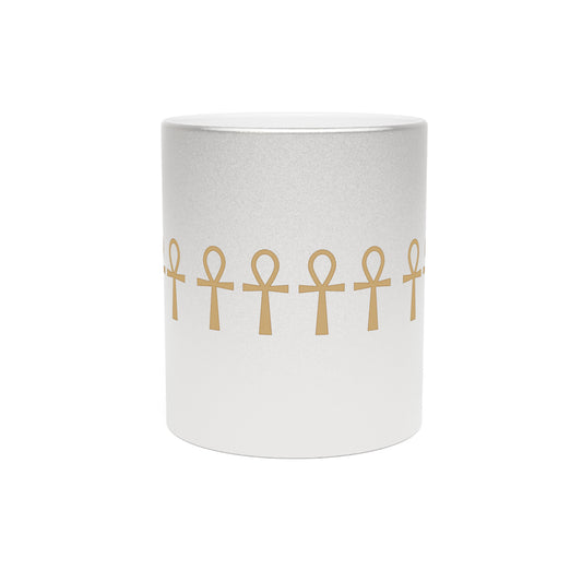 King Ankh Metallic Mug (Coffee/Tea), 11oz, Silver/Gold