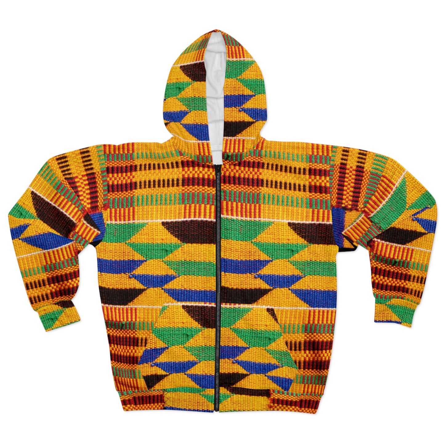 Kente Print Unisex Zip Hoodie (AOP)