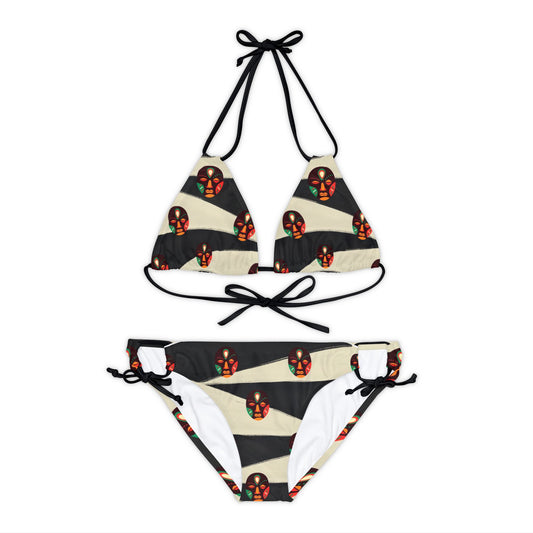 African Tribal Mask Strappy Bikini Set (AOP)