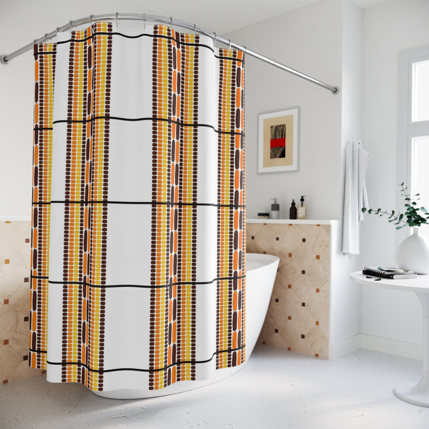 African Basket Plaid Print Shower Curtains