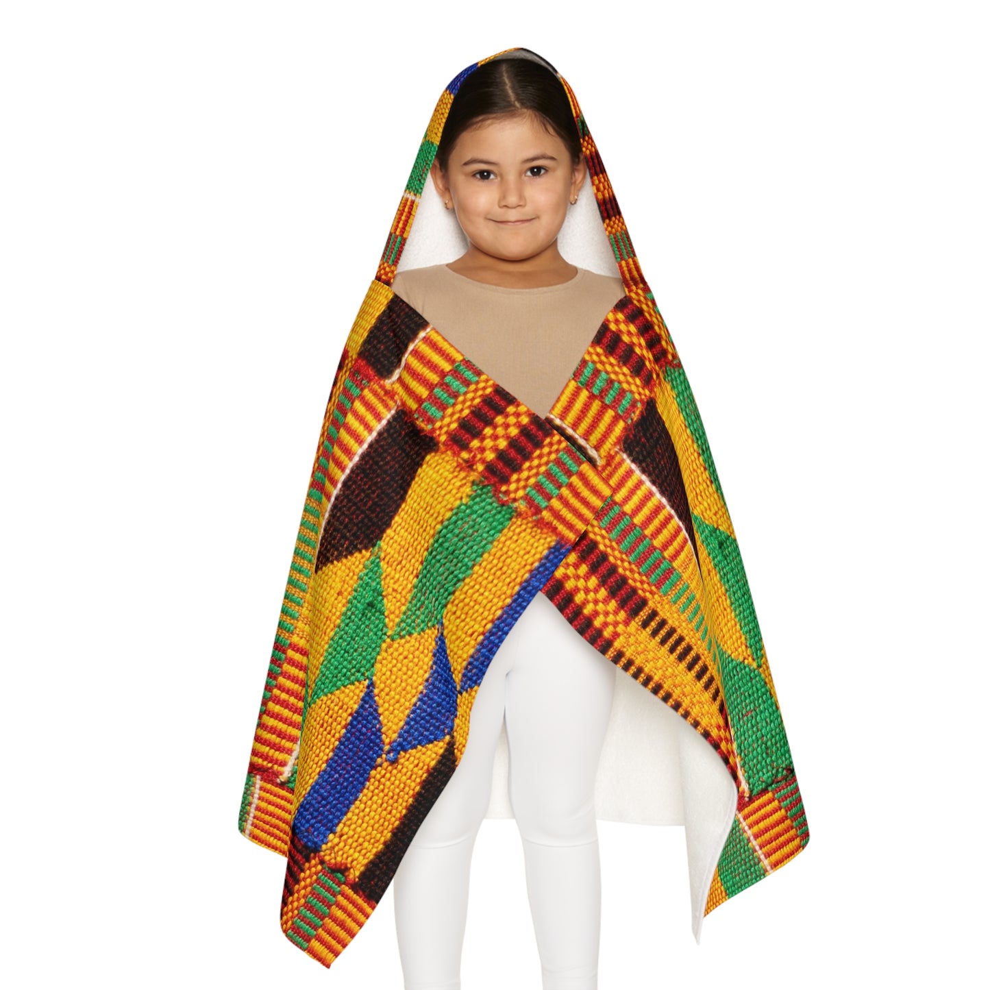 Colorful Youth Hooded Towel - Kente Print - Fun & Cozy Bath Time Accessory