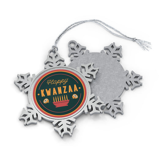 Happy Kwanzaa Pewter Snowflake Ornament