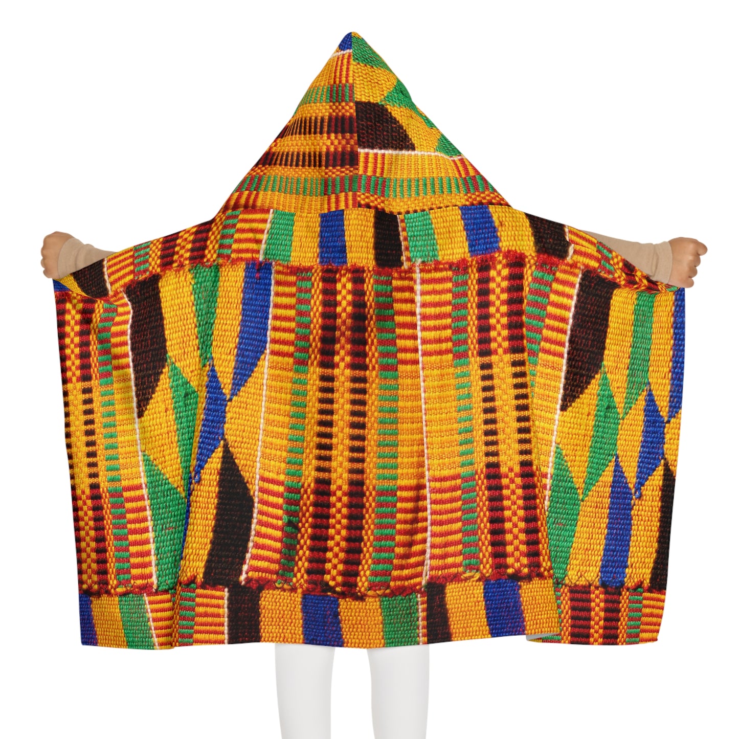 Colorful Youth Hooded Towel - Kente Print - Fun & Cozy Bath Time Accessory