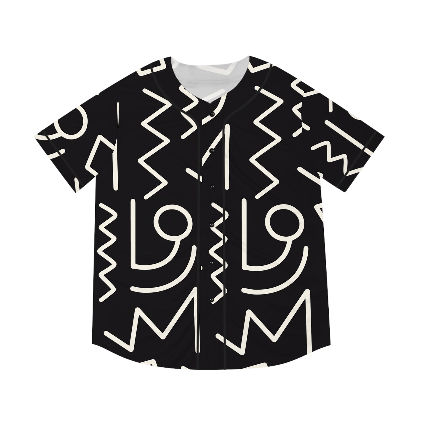 Tribal African Aztec Pattern - Men's Baseball Jersey (AOP) - black/white